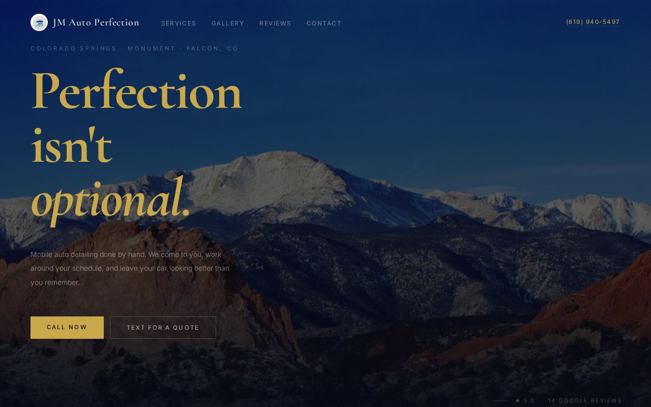 JM Auto Perfection - mobile auto detailing website preview